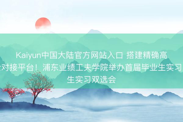 Kaiyun中国大陆官方网站入口 搭建精确高效校企对接平台！浦东业绩工夫学院举办首届毕业生实习双选会