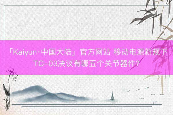 「Kaiyun·中国大陆」官方网站 移动电源新规下TC-03决议有哪五个关节器件?